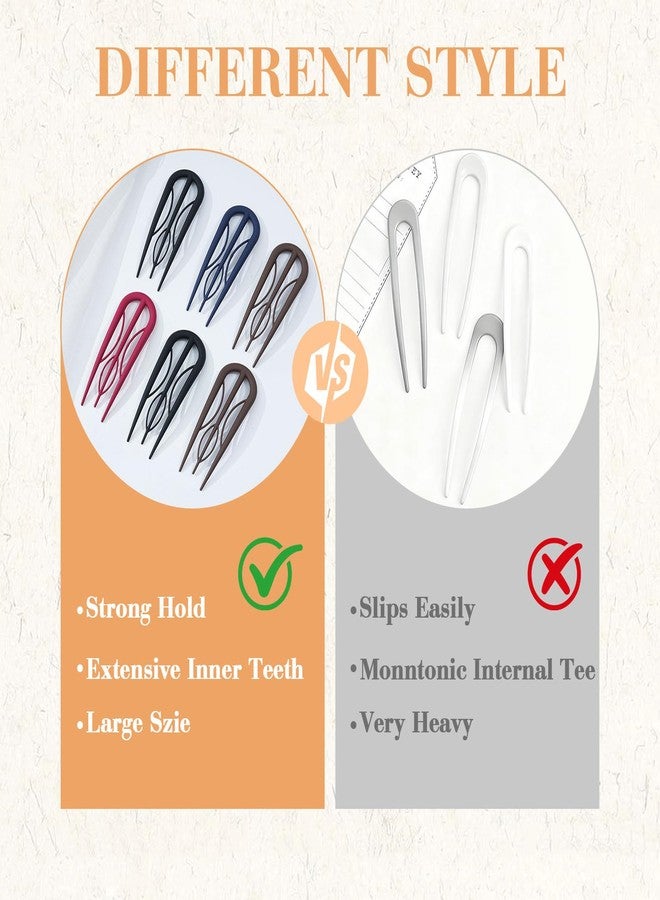 سي اتش ال اي انس اس ٦ دبابيس شعر فرنسية للنساء - شوكات شعر كبيرة على شكل حرف U بأسنان داخلية، تثبيت قوي للشعر الكثيف والخفيف، سهلة الاستخدام لعمل تسريحات فرنسية ملتوية، وتسريحات مرفوعة، وكعكات، وشينيون، إكسسوارات تصفيف الشعر - Image 3